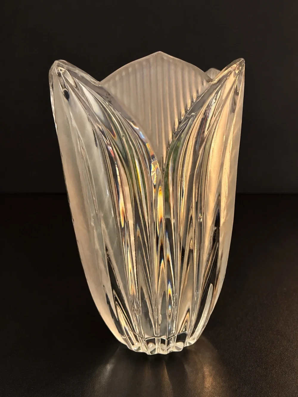 Vintage Avitra Designs Crystal Tulip Vase | Frosted Etched | MCM Modern Decor - Picture 2 of 8
